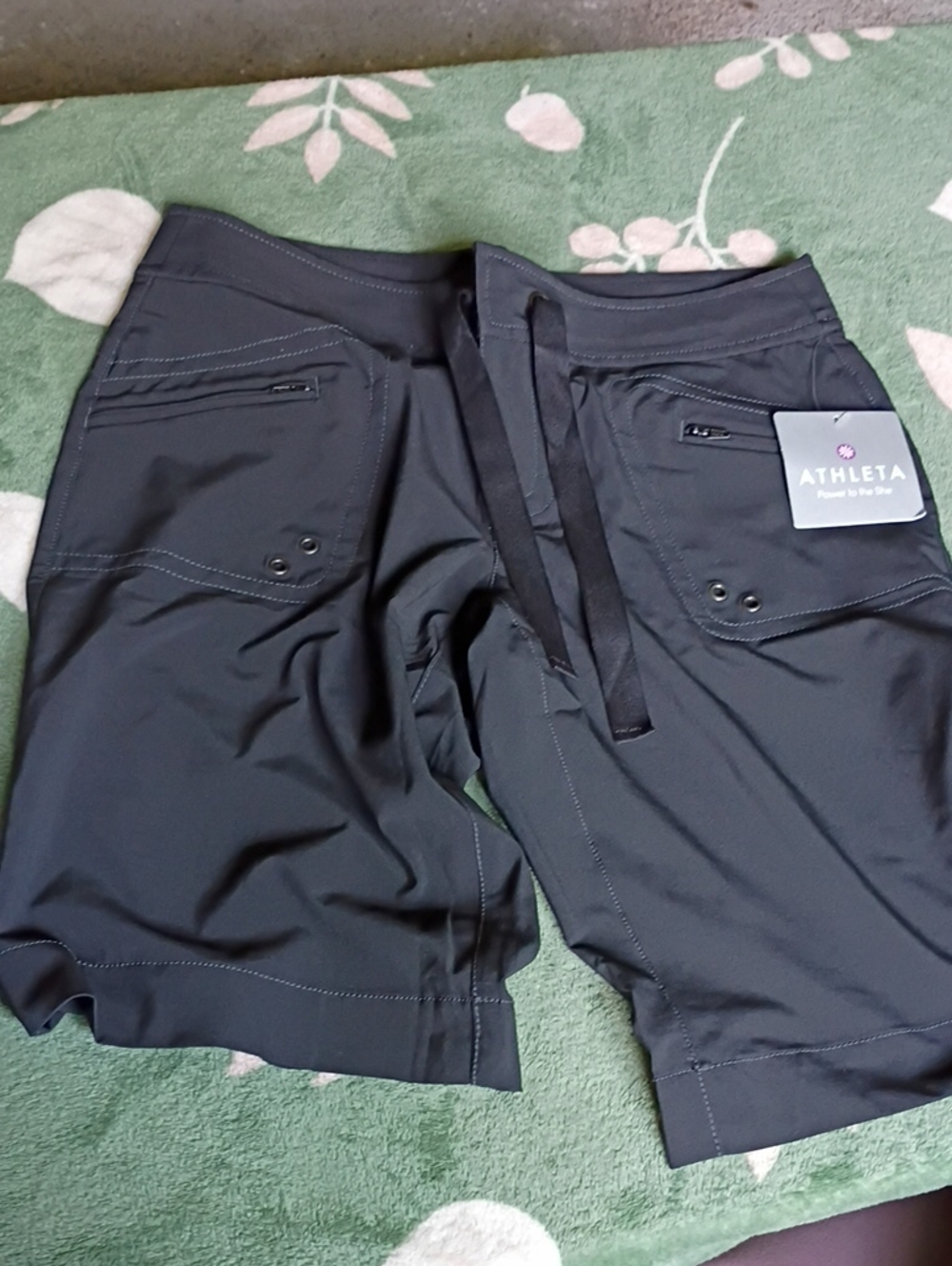 Athleta Black Performance Drawstring Boardshorts